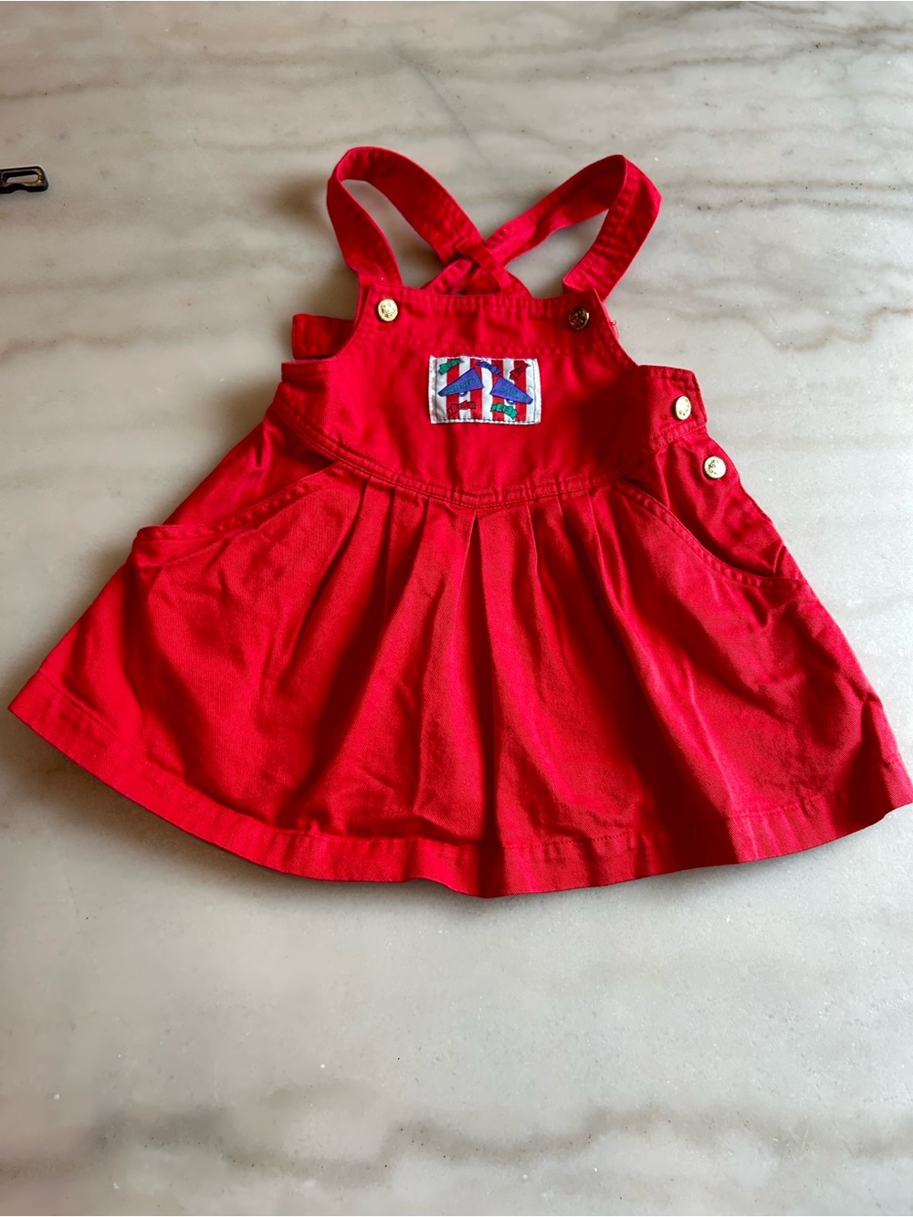 Vintage 90s Peppermint Lane Red Jumper Dress Size 4